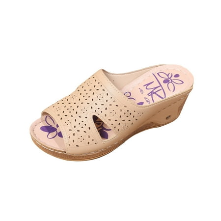 

Womens Wedge Heel Sandals Stitching Hollow Sleeve Mid-heel Thick-soled Casual Fish Mouth Slippers Open Toe Slide Sandals Comfortable Flats Flip-Flops Casual Platforms Heeled Wedge Sandals A72