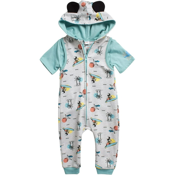 Disney Baby Boys’ Mickey Mouse Romper 2 Piece Sleeveless Coveralls