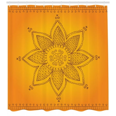 Brown Mandala Shower Curtain Ancient Diwali Festival Theme Doodle Brown Mandala Shower Curtain Ancient Diwali Festival Theme Doodle Flower Pattern Fabric Bathroom Set With Hooks 69w X 70l Inches Cocoa Burnt Orange And