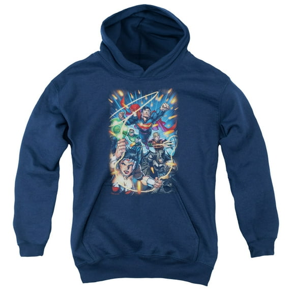 Jla - Under Attack - Youth Hooded Sweatshirt - X-Large