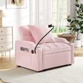 thumbnail image 4 of Lunale 4-in-1 Convertible Sleeper Chair Bed with Charge Ports & Phone Stand, Pink Velvet, 4 of 9