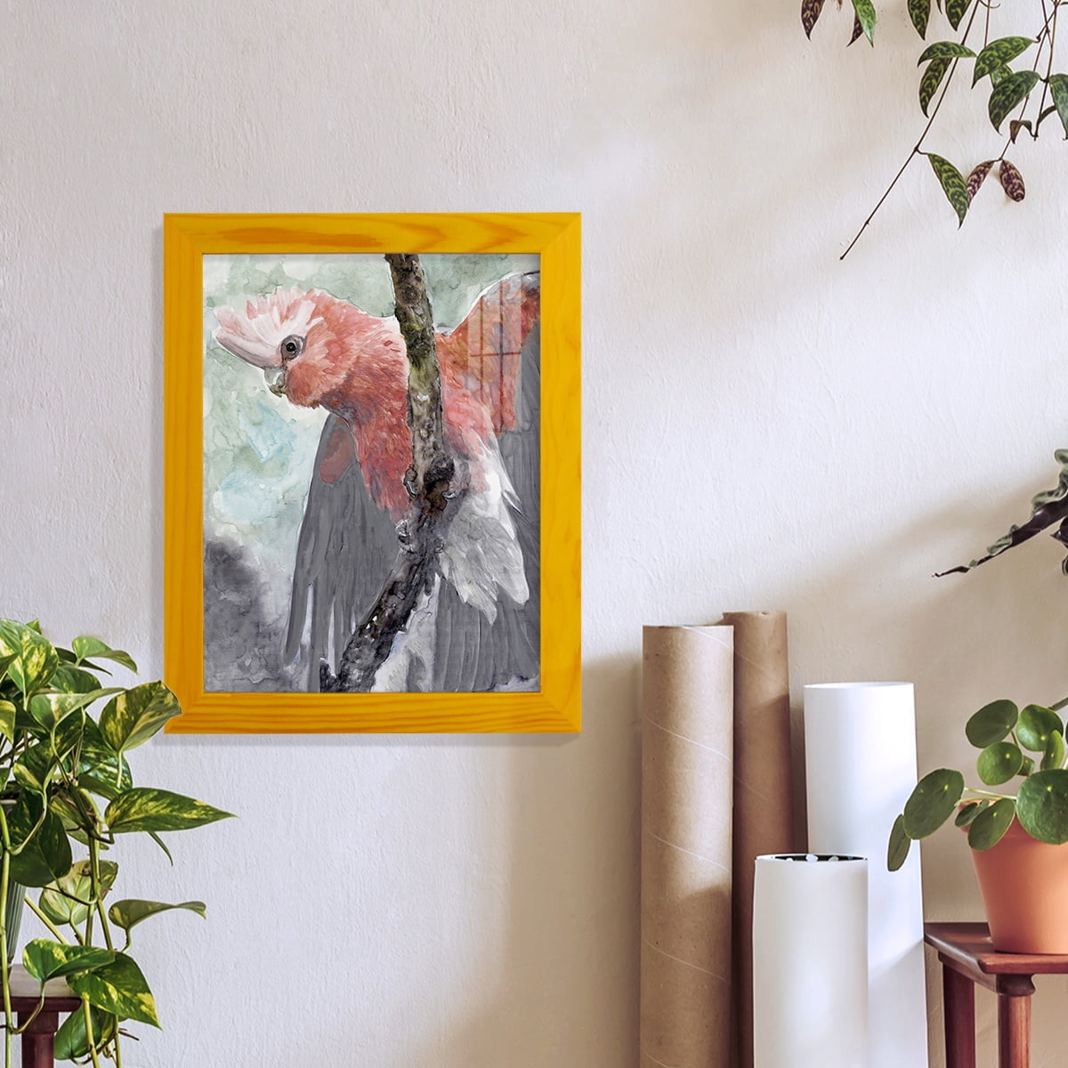 Tropic Parrot II - Framed Print w/glass - Sunflower Yellow