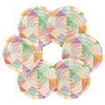 thumbnail image 7 of Yayeee 6 PCS Drink Coasters with Holder Set Woven Absorbent Round Tabletop Hot Pad, Abstract Geometric, 7 of 7