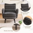 thumbnail image 6 of S-HOME Modern Style Armchair in Boucle Fabric with Side Storage Pocket and Solid Wood Legs for Living Room Office Reading Chair, Black, 6 of 18