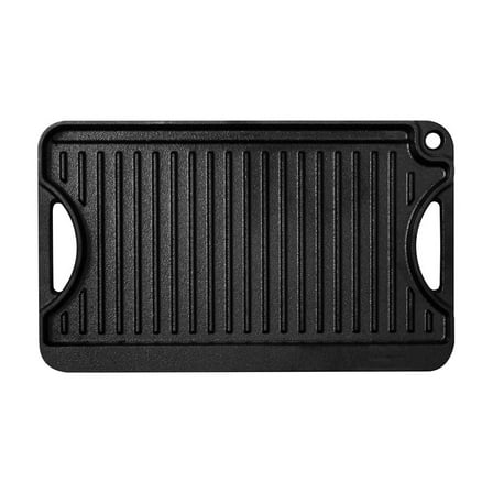 Cast Iron Grill Griddle 14x8.5 Inch - Reversible BBQ Pan - Pre-Seasoned - Stove Top , Gas Grill Compatible - Black