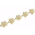 thumbnail image 3 of 925 sterling silver yellow gold plated Hawaiian 8mm cz plumeria flower anklet 9.5"+, 3 of 4