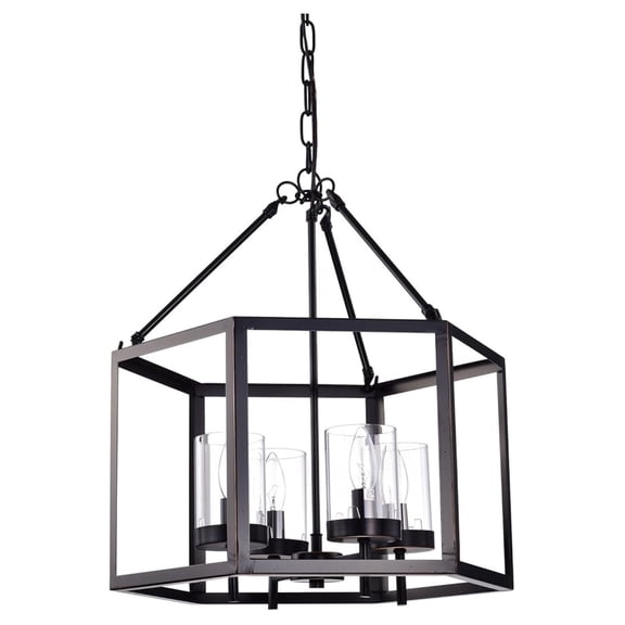 4-Light Fixture, Industrial Farmhouse Lantern Pendant Light Hexagon Cage, Oil Rubbed Bronze Lantern Chandelier Hanging for Kitchen Island Foyer Entryway Bedroom