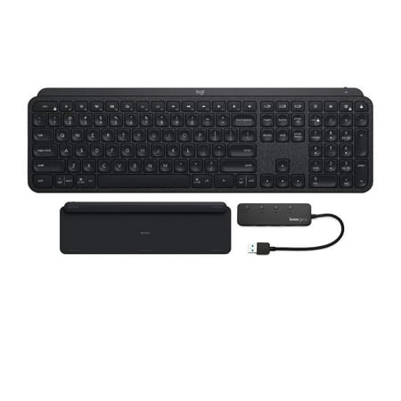 Logitech MX Keys Advanced Wireless Illuminated Keyboard with MX Palm Rest and 4-Port 3.0 USB Hub