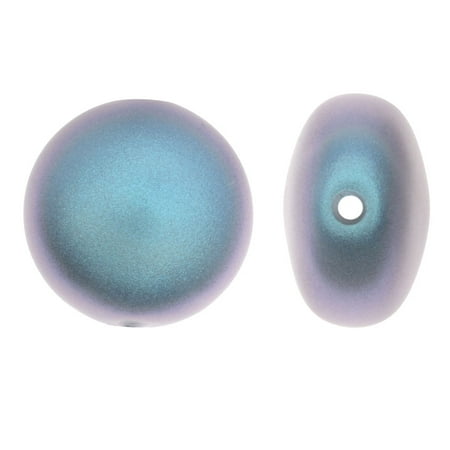 Iridescent Crystal - Swarovski Crystal, #5860 Coin Faux Pearl Beads 12mm, 2 Pieces, Iridescent Light Blue