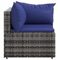 thumbnail image 3 of vidaXL Garden Corner Sofas with Cushions 2 pcs Grey Poly Rattan, 3 of 5