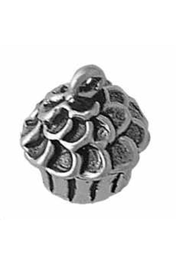 Sterling Silver 8" 4.5mm Charm Bracelet With Attached 3D Kitchen Cupcake Cooking Charm With Swirly I