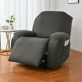 thumbnail image 2 of Fashnice Stretch Slipcover Recliner Armchair Cover Plain Couch Cover Elastic Furniture Protector Dark Gray 2 Seat, 2 of 8