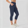 thumbnail image 7 of Ltctricy Capri Leggings for Women Stretchy High Waisted Slim Fit Yoga Pants Casual Workout Pants for Gym Running(Navy,Medium), 7 of 7