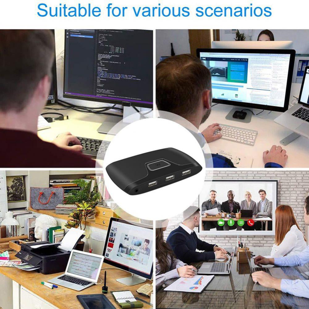 Support Wireless Keyboard and Mouse Connections UHD 4K@30Hz KVM Switch HDMI 2 Port Box Share 2 Computers with one Keyboard Mouse and one HD Monitor with USB Hub Port
