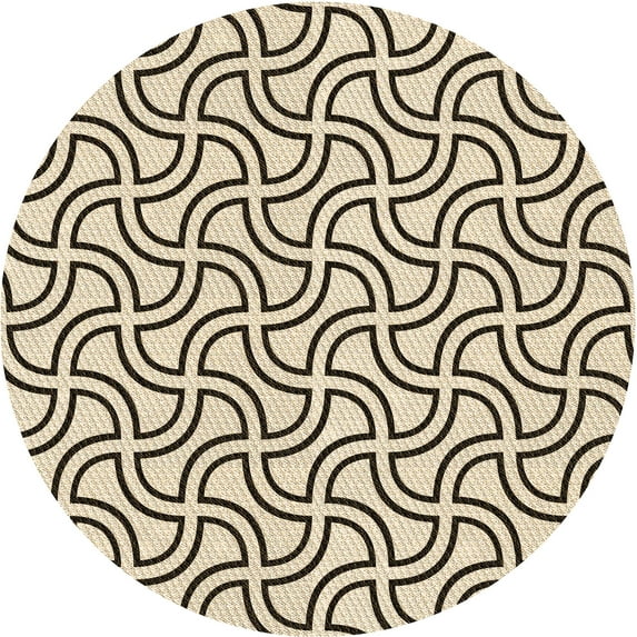 Ahgly Company Machine Washable Indoor Round Transitional Coffee Brown Area Rugs, 7' Round