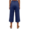 thumbnail image 3 of MLQIDK Pedal Pushers for Women Lounge Pant Trendy Summer Knee Length High Waisted Plus Size Shorts Dressy Casual Linen Capris with Pockets Navy 2XL, 3 of 4