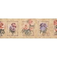 thumbnail image 2 of Concord Wallcoverings Floral Wallpaper Border Featuring Multicolored Roses on a Background of Frames, Colors Beige Purple Pink, Size 7 Inches by 15 Feet SP76486, 2 of 4
