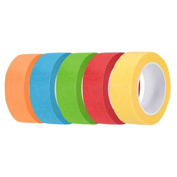 5pcs 13/16" x 11 Yard Colored Masking Tape, Blue Green Red Yellow Orange