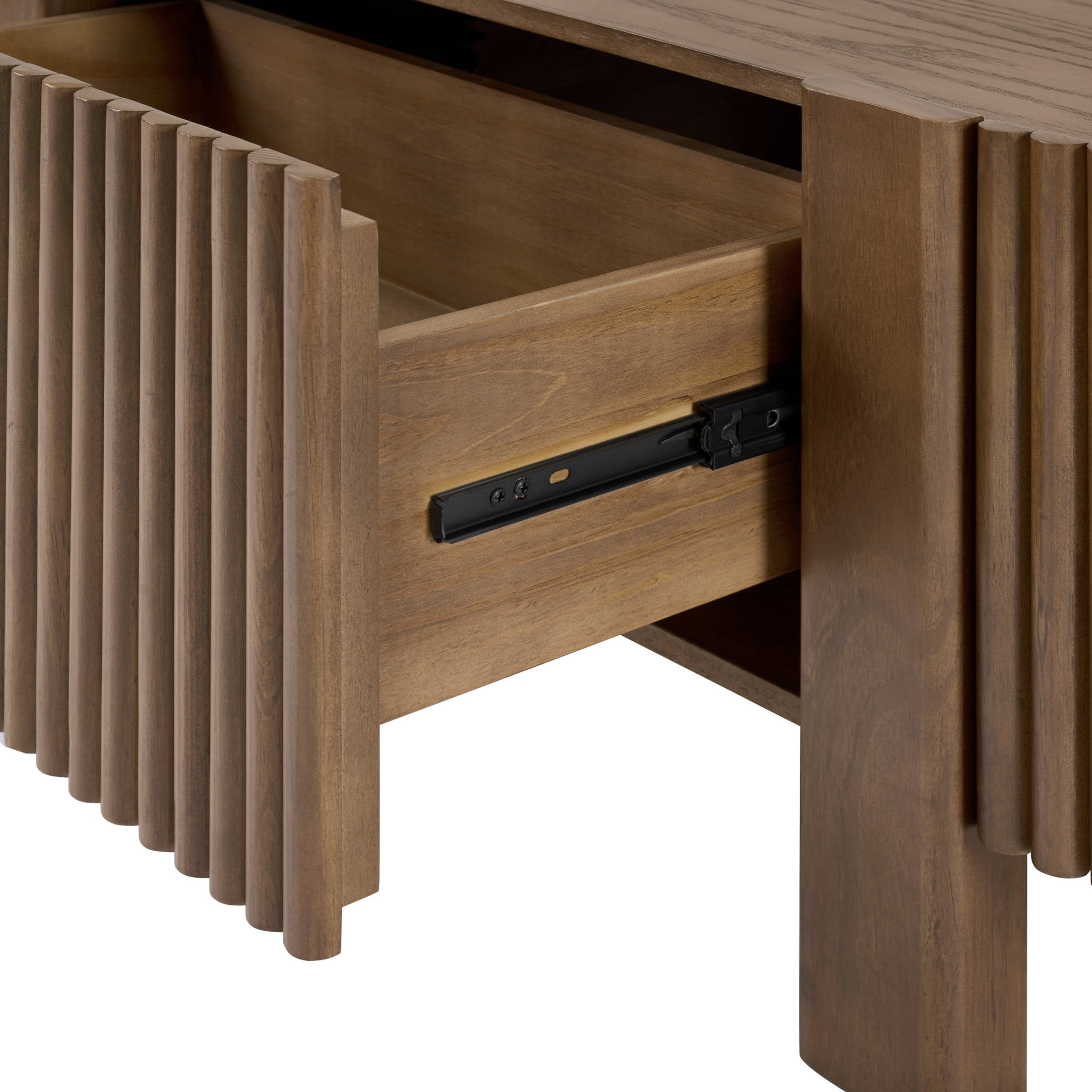 Christopher Knight Home 47" Modern Mid-Century Oval Fluted Coffee Table with Hidden Drawer, Walnut