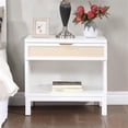 thumbnail image 2 of Comfort Pointe Table de Chevet en Bois Blanc avec Tiroir de Rangement, 2 of 10