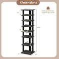 thumbnail image 2 of 8-Tier Vertical Shoe Rack, Narrow Space-Saving Shoe Organizer for Entryway, Closet, or Front Door, Modern Corner Shoe Storage for 7 Pairs with Adjustable Shelves, Engineered Wood-Black, 2 of 8