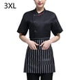 thumbnail image 2 of Summer Chef Coat Polyester Chef Uniform Button con bolsillos delanteros Traje de catering Moda de cocina Suministros de cocina para cafetería Black 3XL Scienceny LF000330-05, 2 of 7