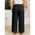thumbnail image 6 of SHEWIN Womens Plus Size Pants Wide Leg Pants Palazzo Drawstring Elastic Waist Lounge Pants Spring Summer Lightweight with Pockets Black 2X, 6 of 11