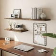 thumbnail image 2 of Floating Shelf Set of Wall Shelves in W x in D x in H Wooden Floating Wall Shelf with Invisible Brackets for Living Room/Bedroom/Bathroom/Kitchen Storage and Decor Walnut, 2 of 7