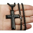 thumbnail image 6 of Jstyle Stainless Steel Black Cross Pendant Necklace for Men Lord's Prayer Necklace Heavy Wheat Chain 22 24 30 Inch, 6 of 7