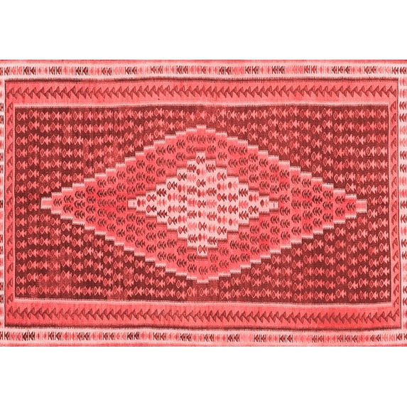 Ahgly Company Indoor Rectangle Abstract Red Contemporary Area Rugs, 6' x 9'