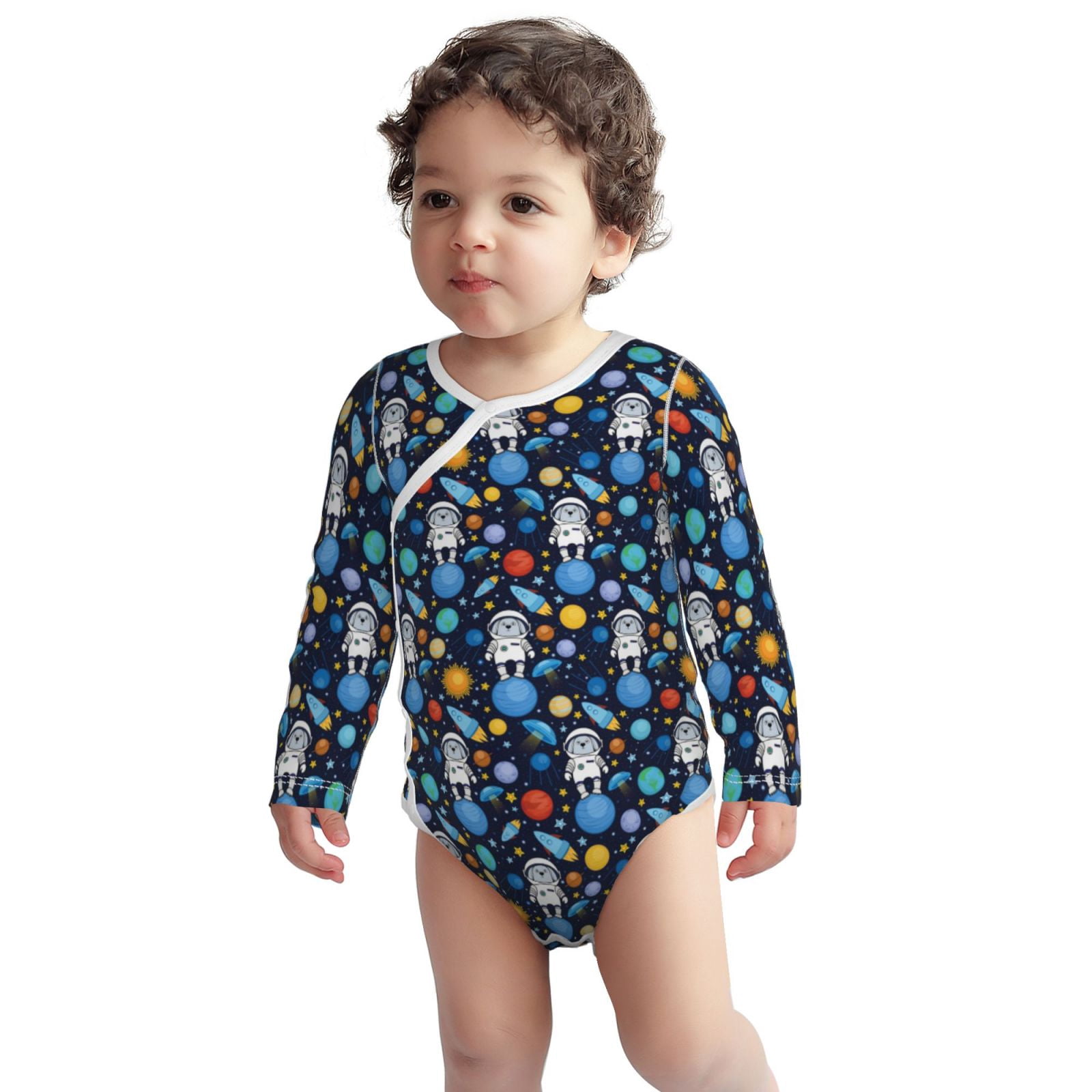 Xecao Space Dog Print Baby unisex-baby Cotton Long-sleeve Bodysuits-6 Months
