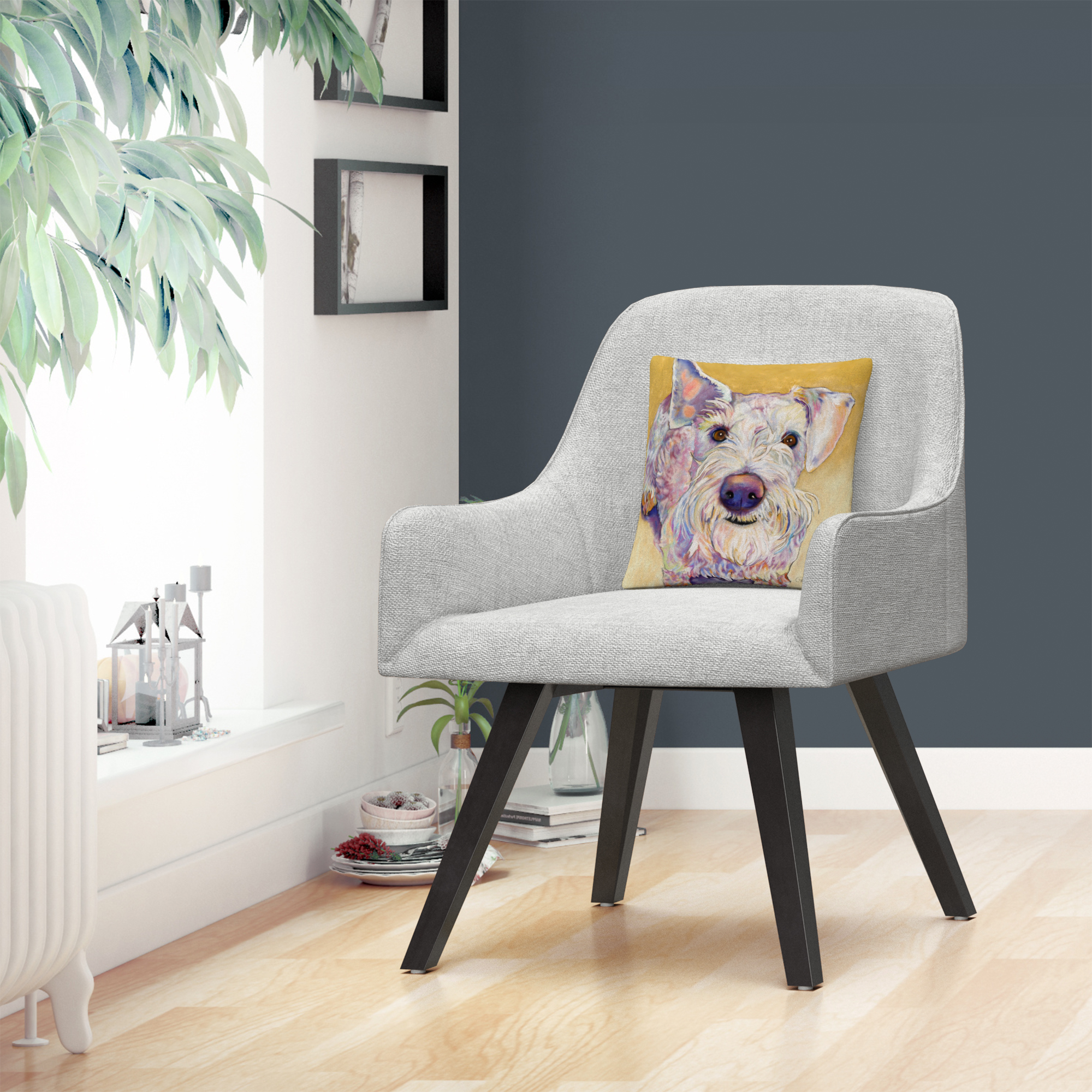 Scooter' Animals Pets Painting Bold By Pat Saunders-White 16 X 16 Decorative Throw Pillow