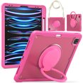 thumbnail image 2 of XYX for iPad Pro 12.9 inch Case 6th/5th/4th/3rd Generation, 360 Rotating Hand Grip, Shoulder Strap, Heavy Duty Drop Protection, Rose, 2 of 7