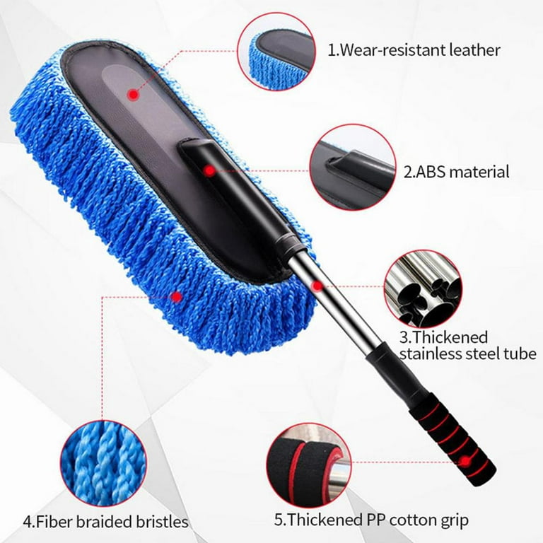 Tohuu Car Duster Exterior Scratch Free Car Duster Set with Retractable  Handle Household Dirt Dust Clean Brush for Cars Windows Cabinets Mirrors  sturdy 