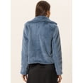 thumbnail image 4 of DARING DIVA Women's Cropped Notch Lapel Faux Fur Fluffy Coat M Grey Blue, 4 of 6