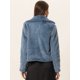 thumbnail image 4 of Abrigo Mullido de Piel Sintética Allegra K con Solapa de Muesca Chaqueta Recortada para Mujer Otoño Invierno Gris Azul S, 4 of 6