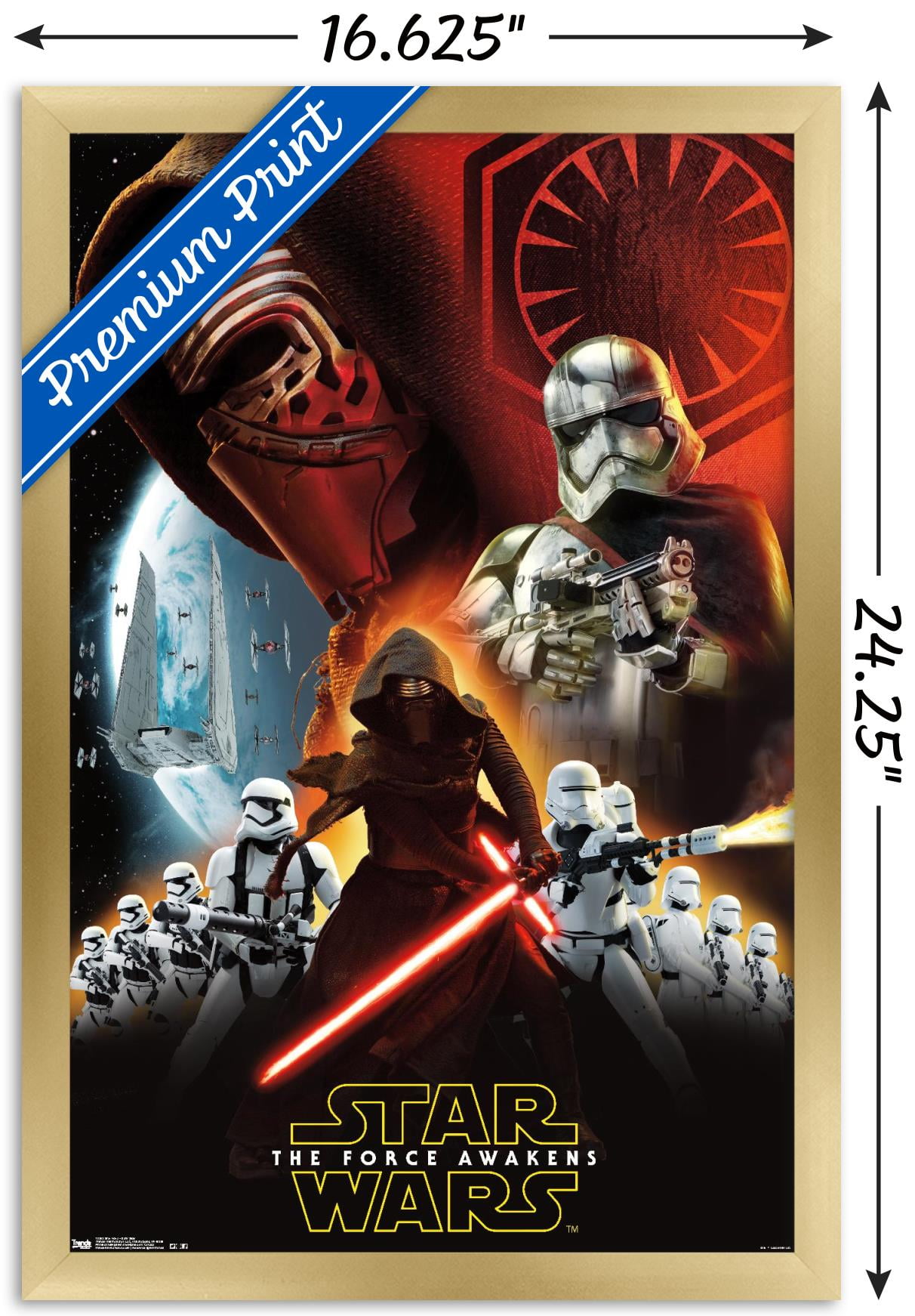 Star Wars: The Force Awakens - Dark Side Wall Poster, 14.725" x 22.375", Framed