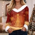 thumbnail image 2 of Rotm Women Christmas Shirts Trim V Neck Christmas Tshirts for Women Xmas Snowflake Graphic Holiday T Shirts Plus Size Long Sleeve Loose Fit Tops(Orange,XL), 2 of 4