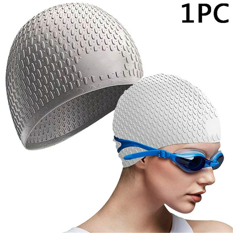 1PC Women Silicone Swim Cap, Elbourn Waterproof Silicone Swimming Caps for  Long Hair, Swim Hat Men Swimming Equipment 
