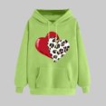 thumbnail image 2 of Goodeals Clearance,Womens Valentine Hoodie Sweatshirts Leopard Valentine's Day Fleece Pullover Plaid Love Heart Graphic Tops Long Sleeve Kanga Pocket Drop Shoulder Shirts(Green,XL), 2 of 5