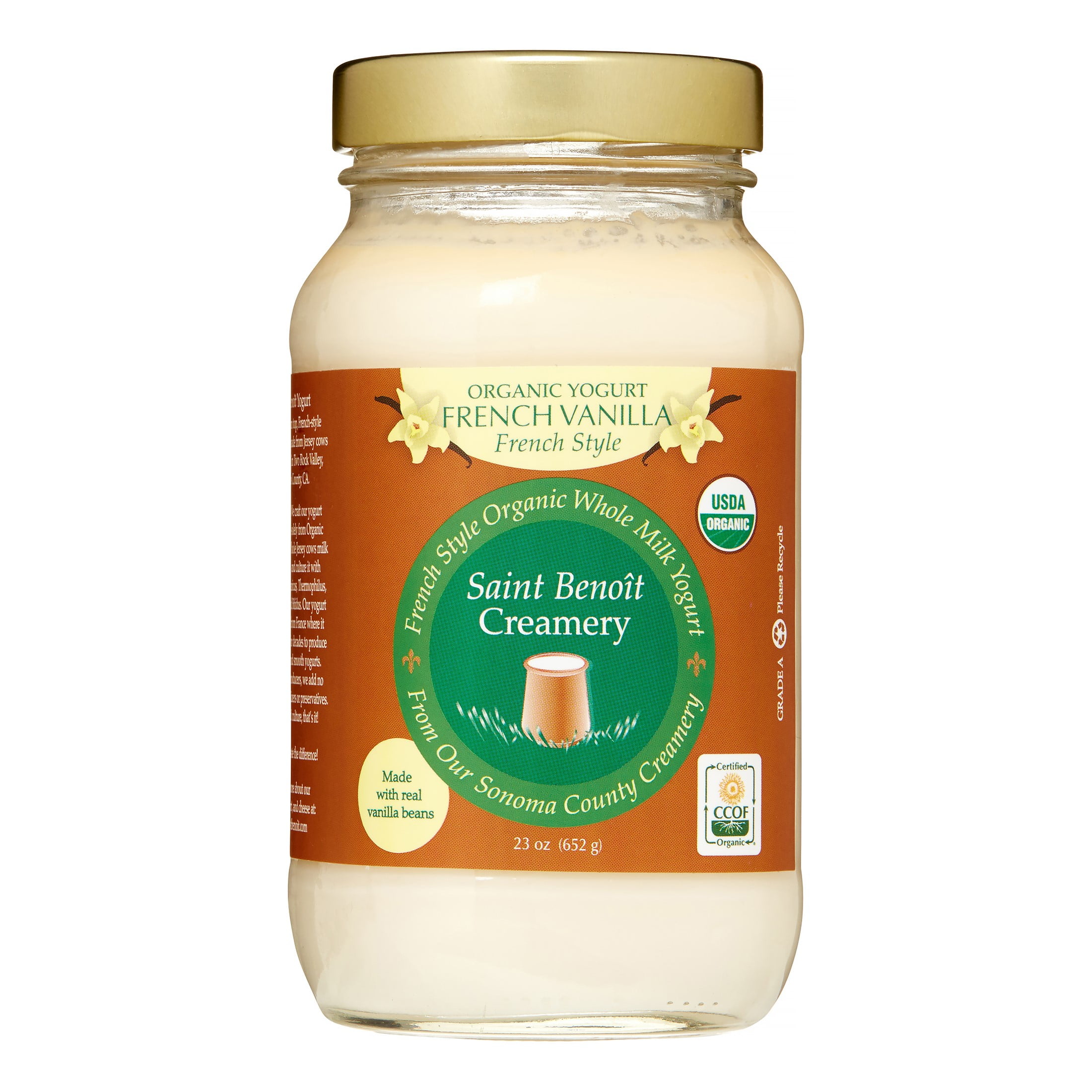 Saint Benoit Creamery Organic French Style Yogurt, French Vanilla, 23