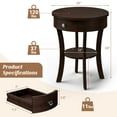 thumbnail image 3 of Costway 2-tier Side End Sofa Table Round Nightstand for Bedroom Living Room Espresso, 3 of 11