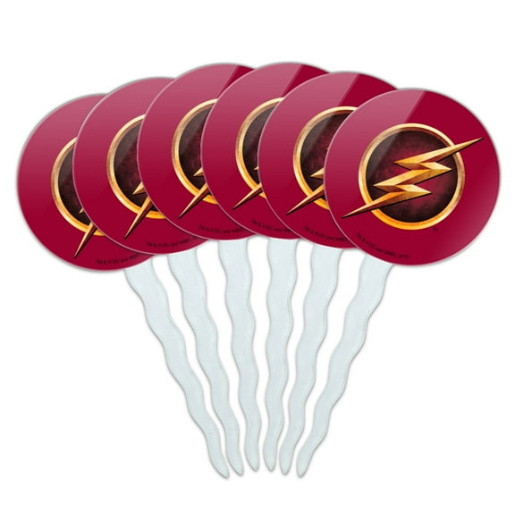 The Flash TV Series Logo Cupcake Picks Toppers Decoration Set of 6
