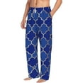 thumbnail image 2 of Balery Men'S Blue Gold Grid Lantern Shapes Pants,Sleepwear Pants,Pajama Pants,Pj Bottoms Drawstring And Pockets-Medium, 2 of 9