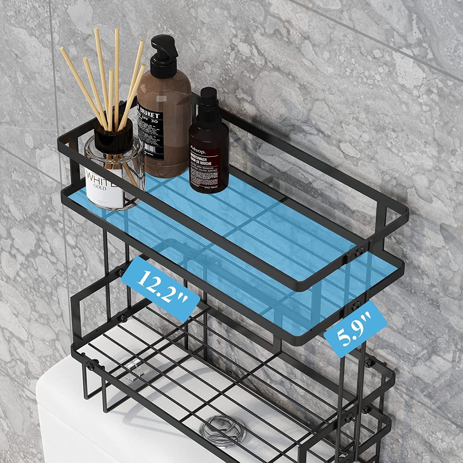 Techvida Bathroom Organizer Shelf 3-Tier Bathroom Metal Shelf over The  Toilet Storage Shelf Black