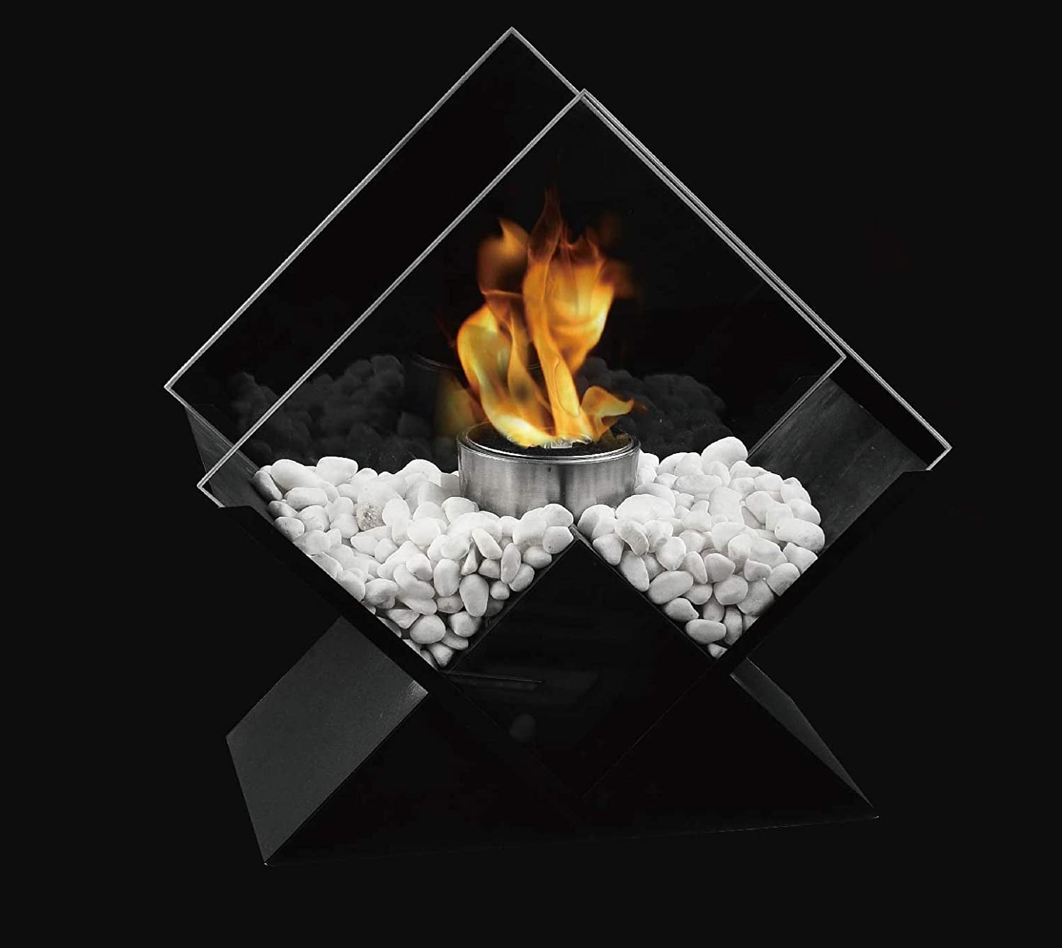 Clean-Burning Bio Ethanol Ventless Fireplace for Gift Indoor Outdoor Patio Parties Events Valentines Day JHY DESIGN Rectangular Tabletop Fire Bowl Pot Portable 35cm L Tabletop Fireplace