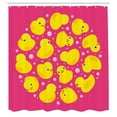 thumbnail image 3 of Ambesonne Rubber Duck Shower Curtain, Bubbles Hot Pink, 69"Wx75"L, Yellow Pink, 3 of 5