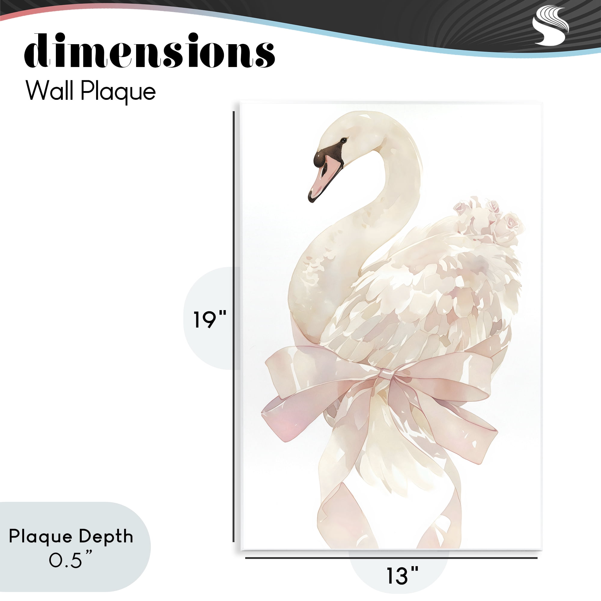 Stupell Industries Coquette Swan with Bow Wall Plaque Art, design by Creative Studio