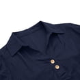 thumbnail image 7 of DENGDENG 3/4 Sleeve Linen Tops for Women Casual Button V Neck Collared Tunic Summer Spring Boho Blouses Outfits, #01 Navy L, 7 of 7