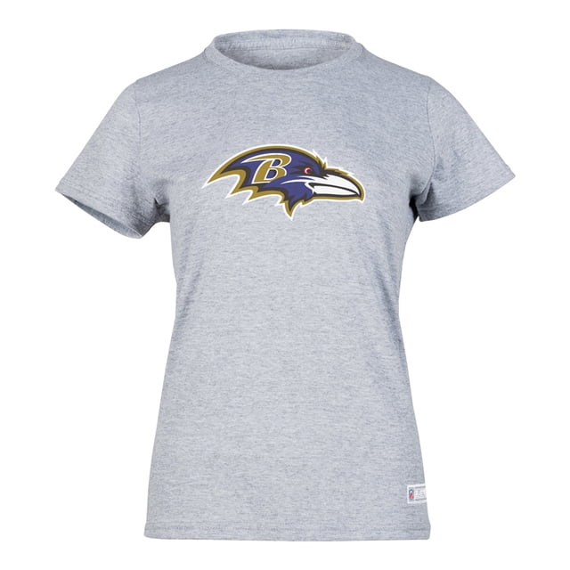 NFL Playera Aficionado Básica Baltimore Ravens Gris para Mujer, Talla Mediana
